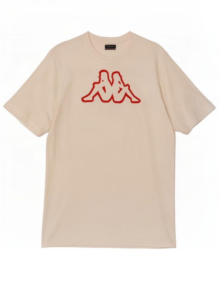 Kappa Herre Grafisk T-Shirt Top Stor Hvid Bomuld