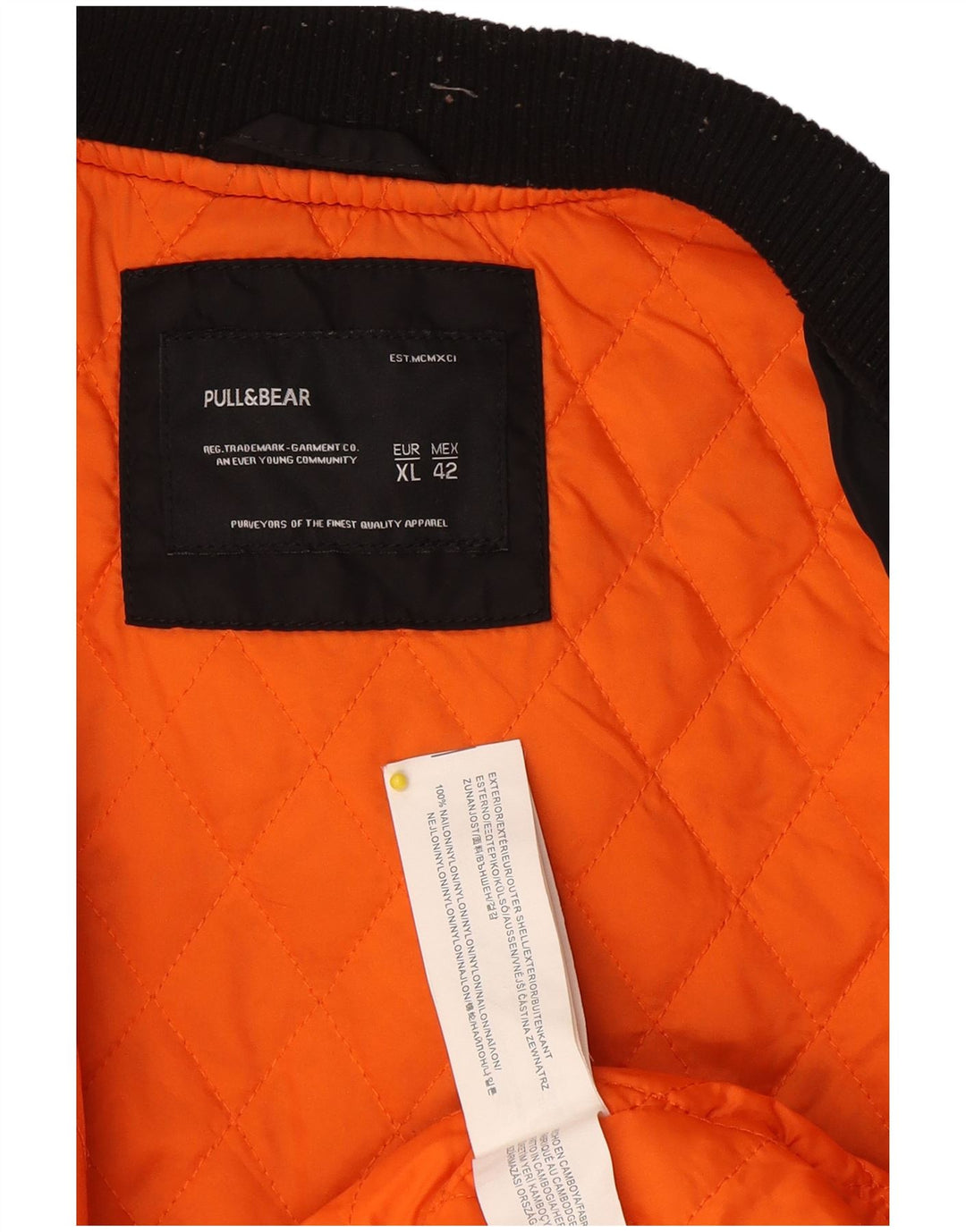 Pull & Bear Dame Bomber Jacket UK 18 XL Sort Nylon