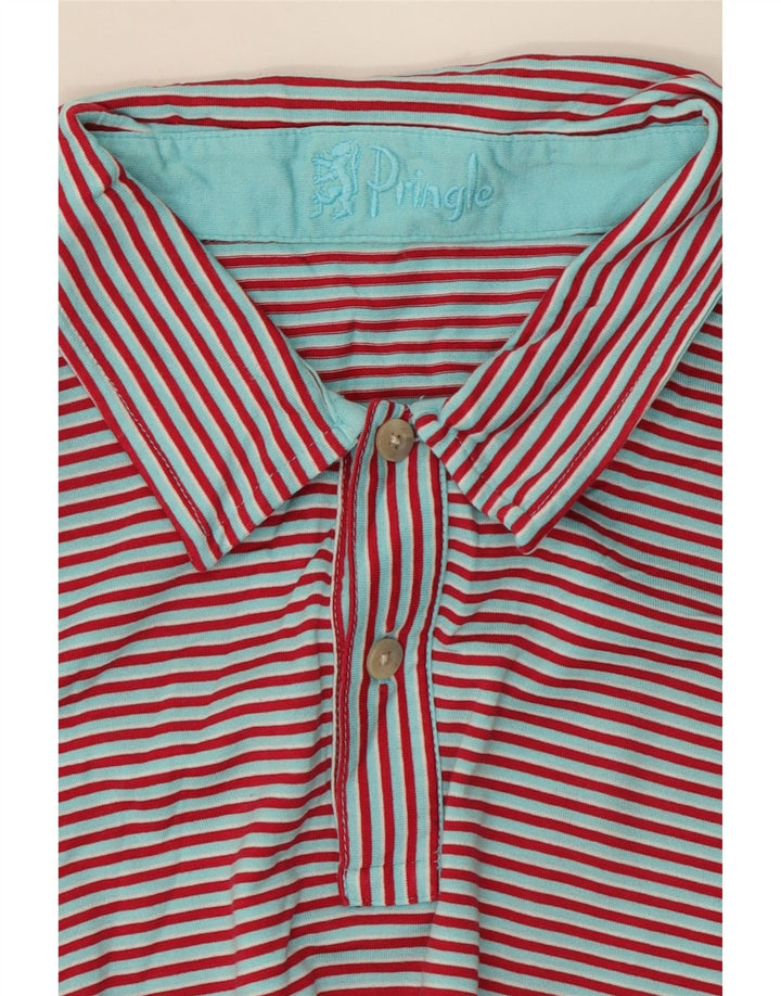 PRINGLE Mens Polo Shirt Medium Red Striped Cotton Vintage Pringle and Second-Hand Pringle from Messina Hembry 