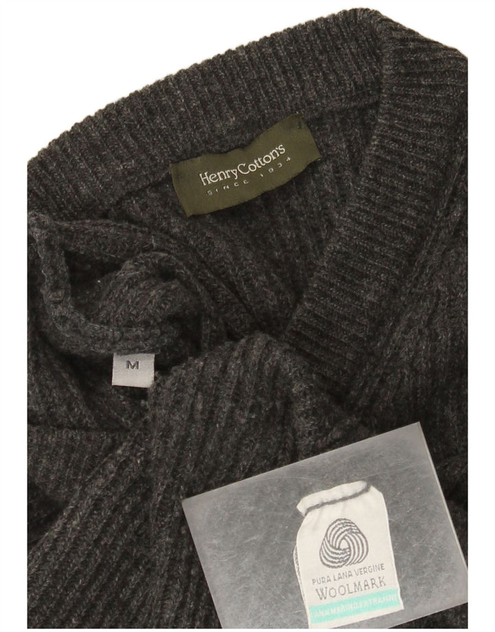 Henry Cottons Herre V-hals sweater mellemgrå uld