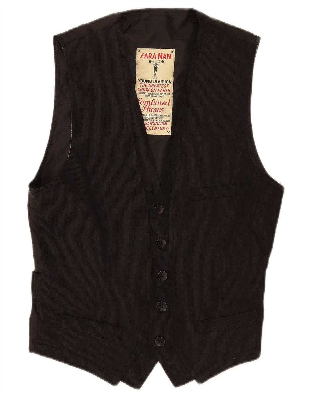 Zara herrevest XS sort nålestribet polyester