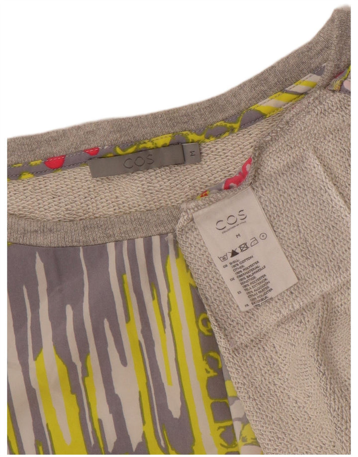 Cos Dame Sweatshirt Jumper UK 14 Medium Grey Geometrisk Bomuld