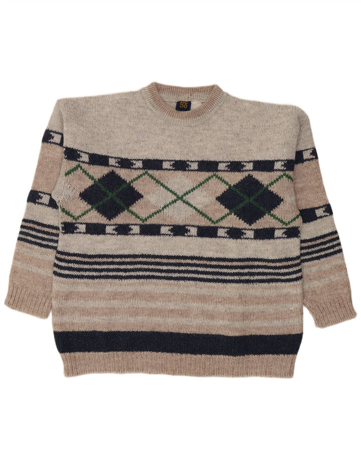 Lotto Herre Crew Neck Jumper Sweater Large Grey Argyle/Diamond