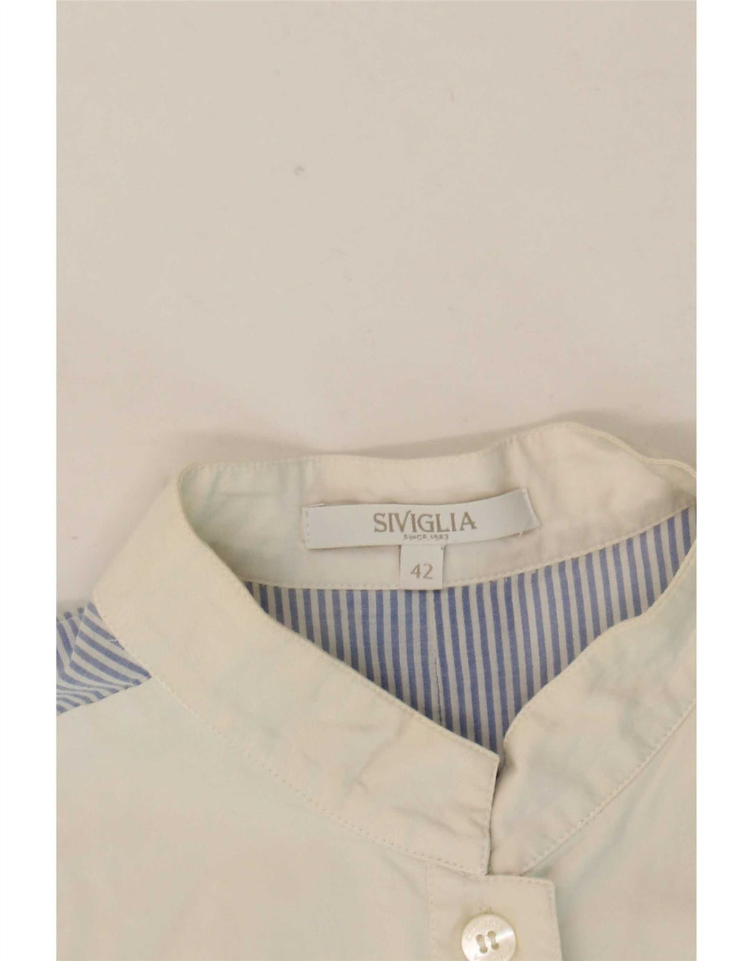 SIVIGLIA ærmeløs skjortebluse til kvinder IT 42 Medium Blue Pinstripe
