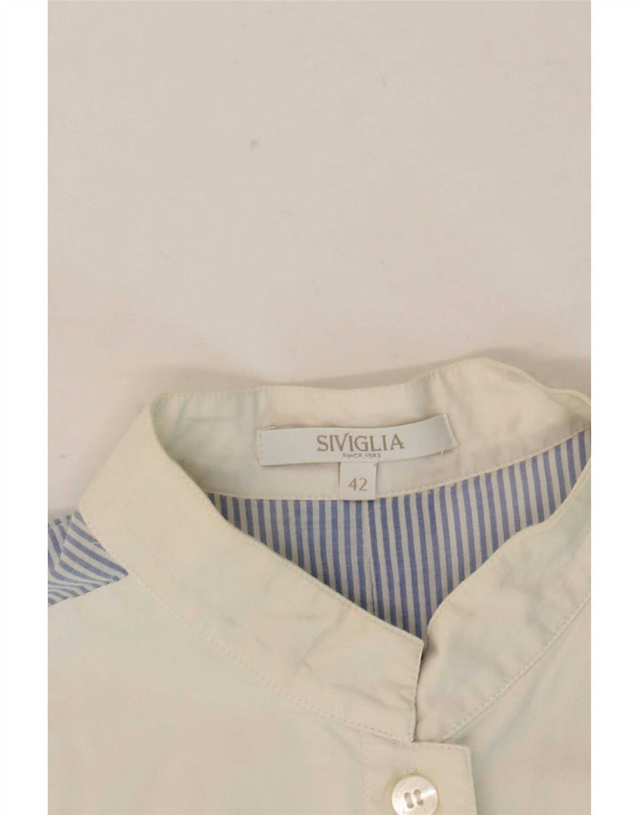 SIVIGLIA ærmeløs skjortebluse til kvinder IT 42 Medium Blue Pinstripe