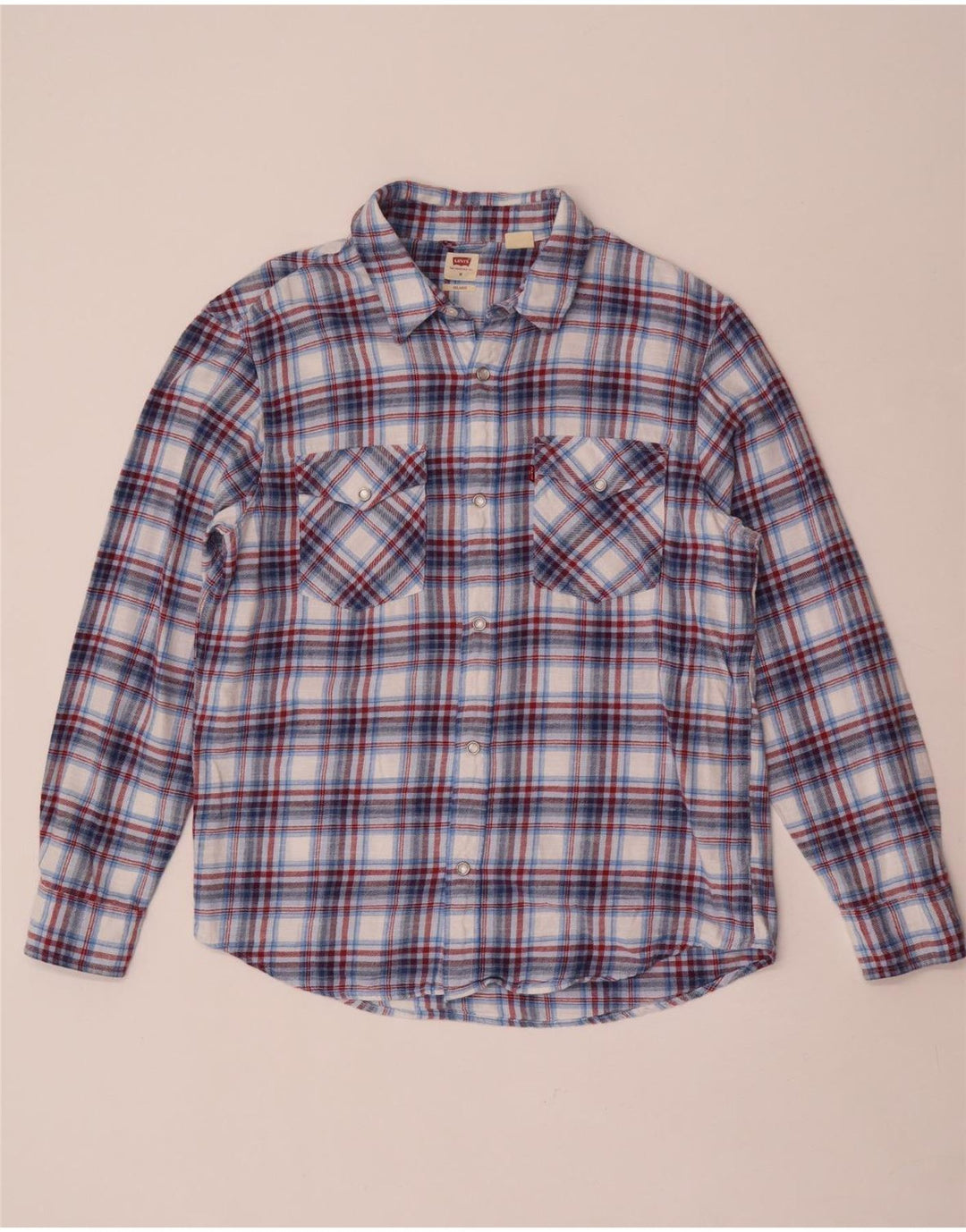 Levi's Flanelskjorte til mænd mellemblå ternet bomuld