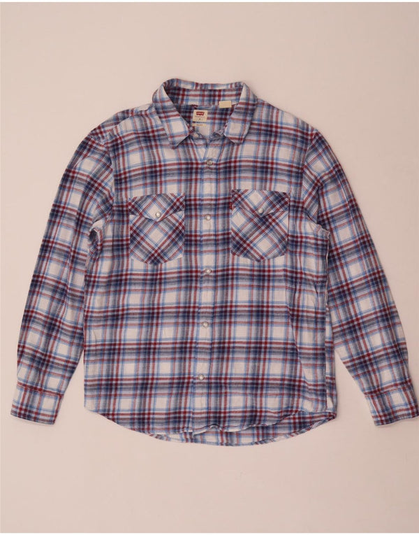 Levi's Flanelskjorte til mænd mellemblå ternet bomuld