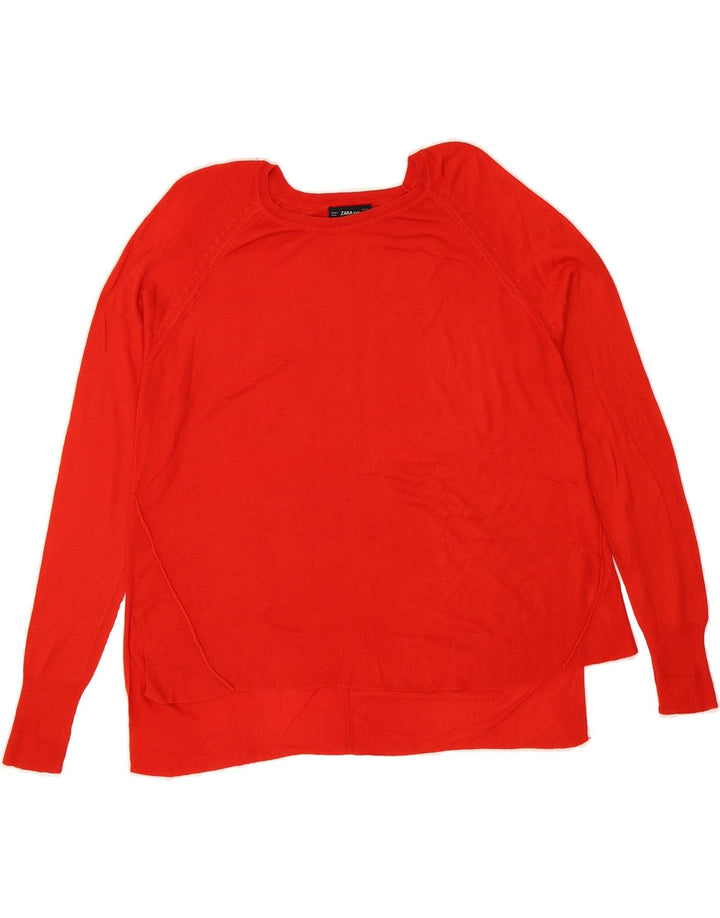 ZARA Womens Boat Neck Jumper Sweater UK 14 Medium Red Vintage Zara and Second-Hand Zara from Messina Hembry 