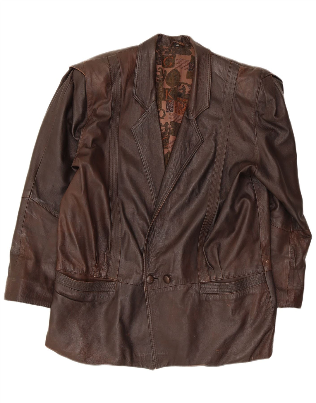 Vintage læderjakke til kvinder IT 42 medium brunt læder