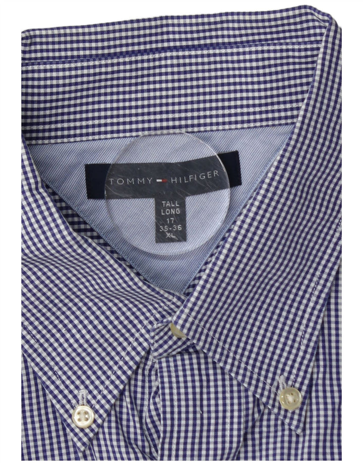 Tommy Hilfiger Herre høj skjorte str. 17 XL Blue Gingham Cotton
