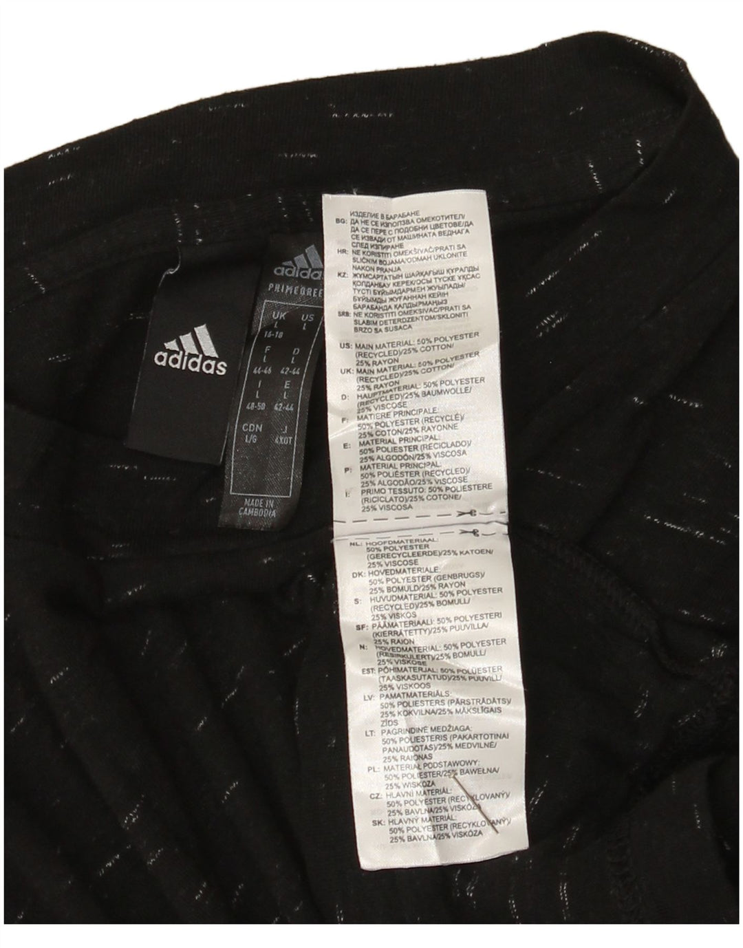 Adidas Dame Grafisk T-Shirt Top UK 14 Stor sort Flecked Polyester