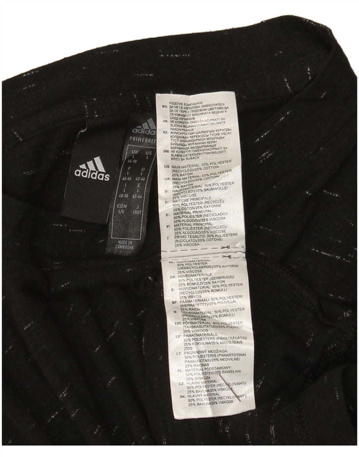 Adidas Dame Grafisk T-Shirt Top UK 14 Stor sort Flecked Polyester