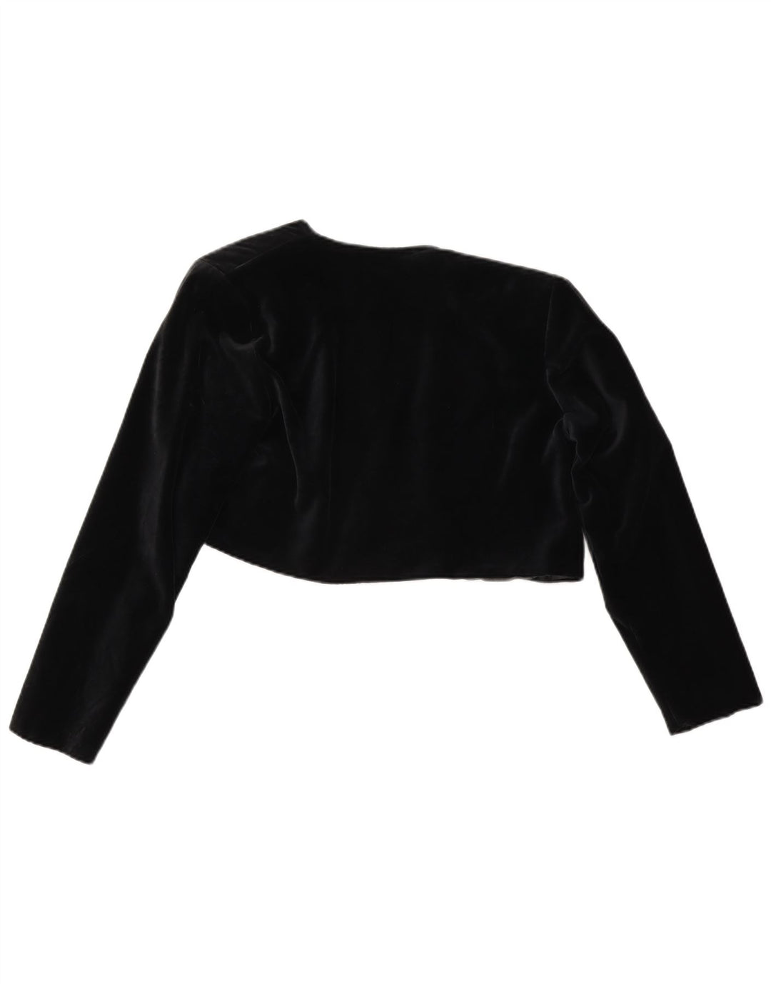 Vintage Dame Velvet Open Bolero Jacket UK 14 Medium Black Polyester