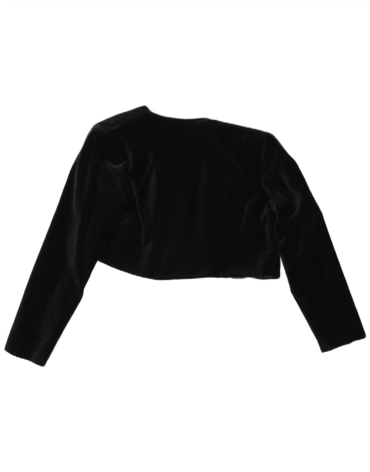 Vintage Dame Velvet Open Bolero Jacket UK 14 Medium Black Polyester