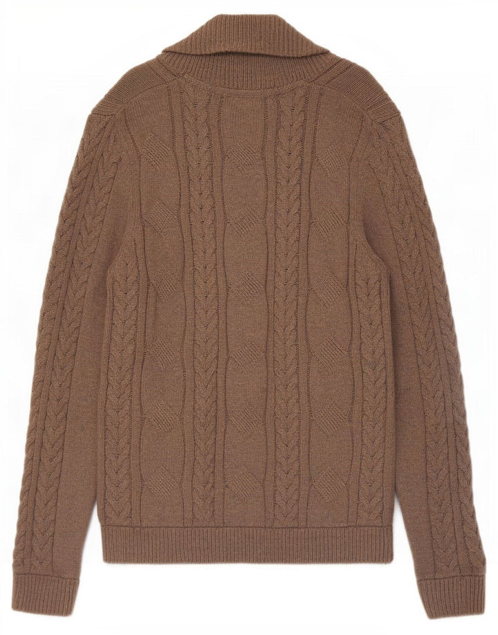 Ted Baker Herre Cardigan Sweater Størrelse 4 Stor Brun Bomuld