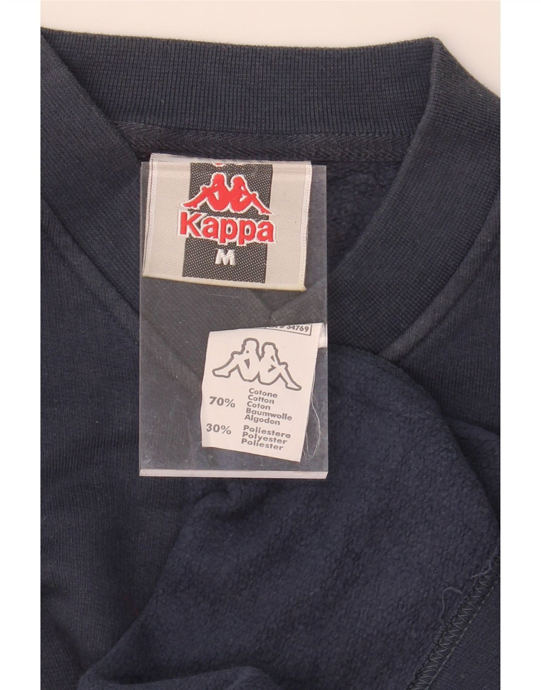 KAPPA Mens Loose Fit Sweatshirt Jumper Medium Navy Blue Colourblock Cotton Vintage Kappa and Second-Hand Kappa from Messina Hembry 