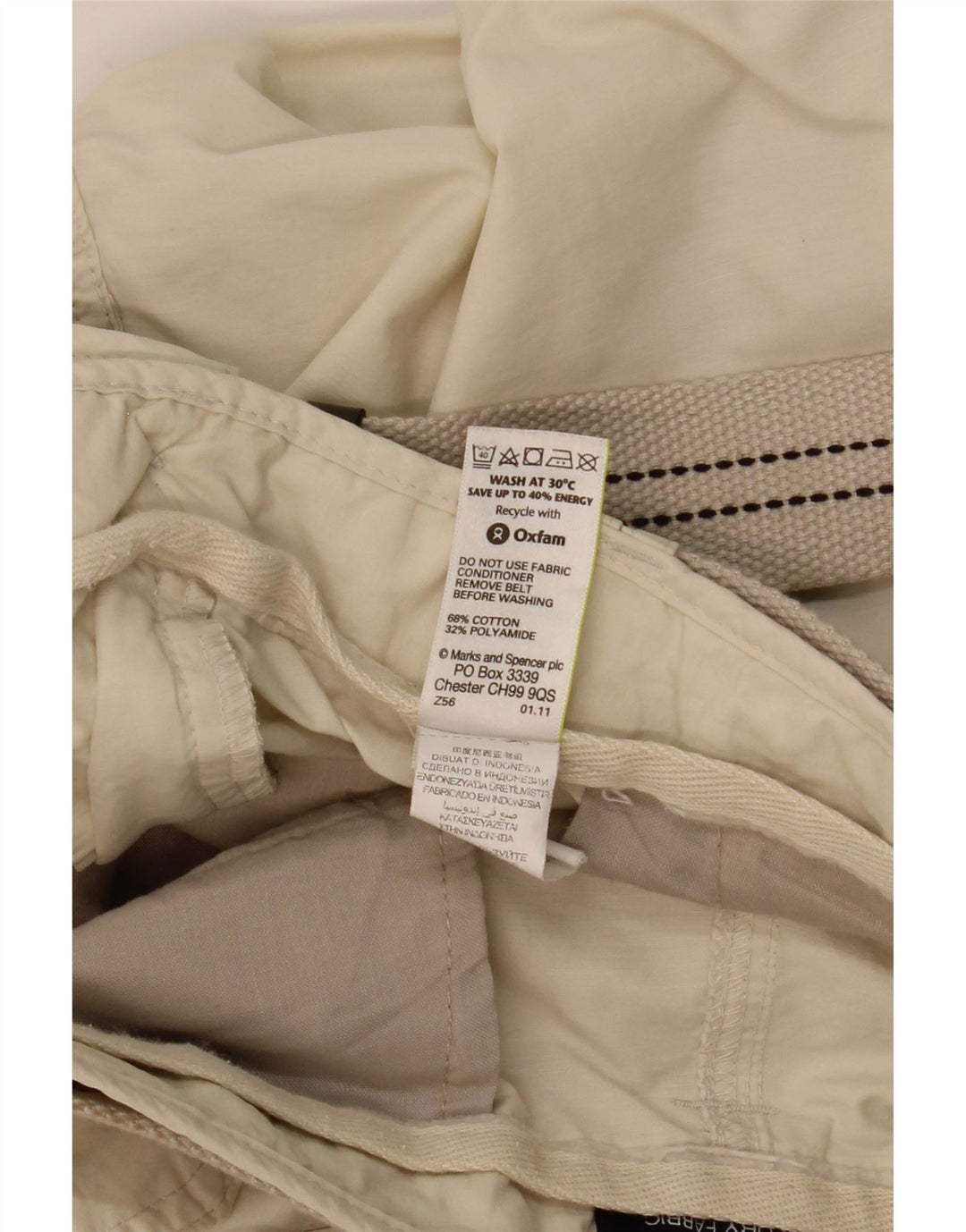 MARKS & SPENCER Herre Cargo Bermuda Shorts W38 XL Beige Bomuld