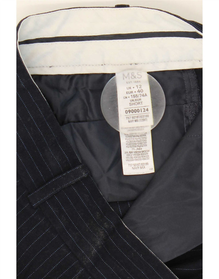 Marks & Spencer jakkesætsbukser til kvinder UK 12 Medium W32 L27 Marineblå