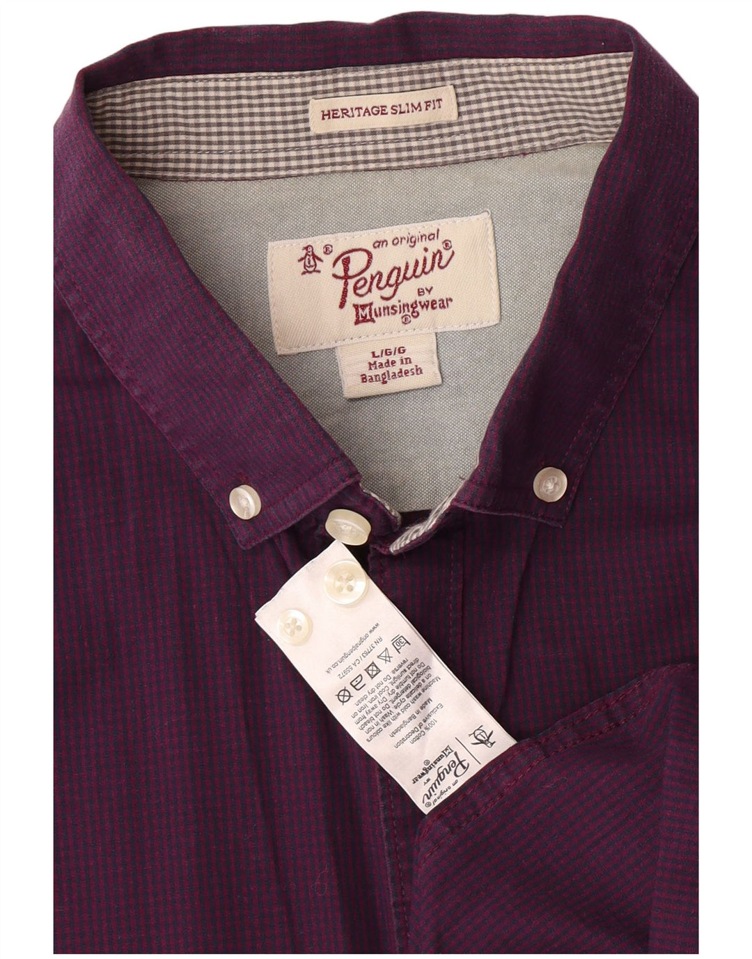Penguin Heritage Slim Fit Skjorte Stor lilla Gingham Bomuld