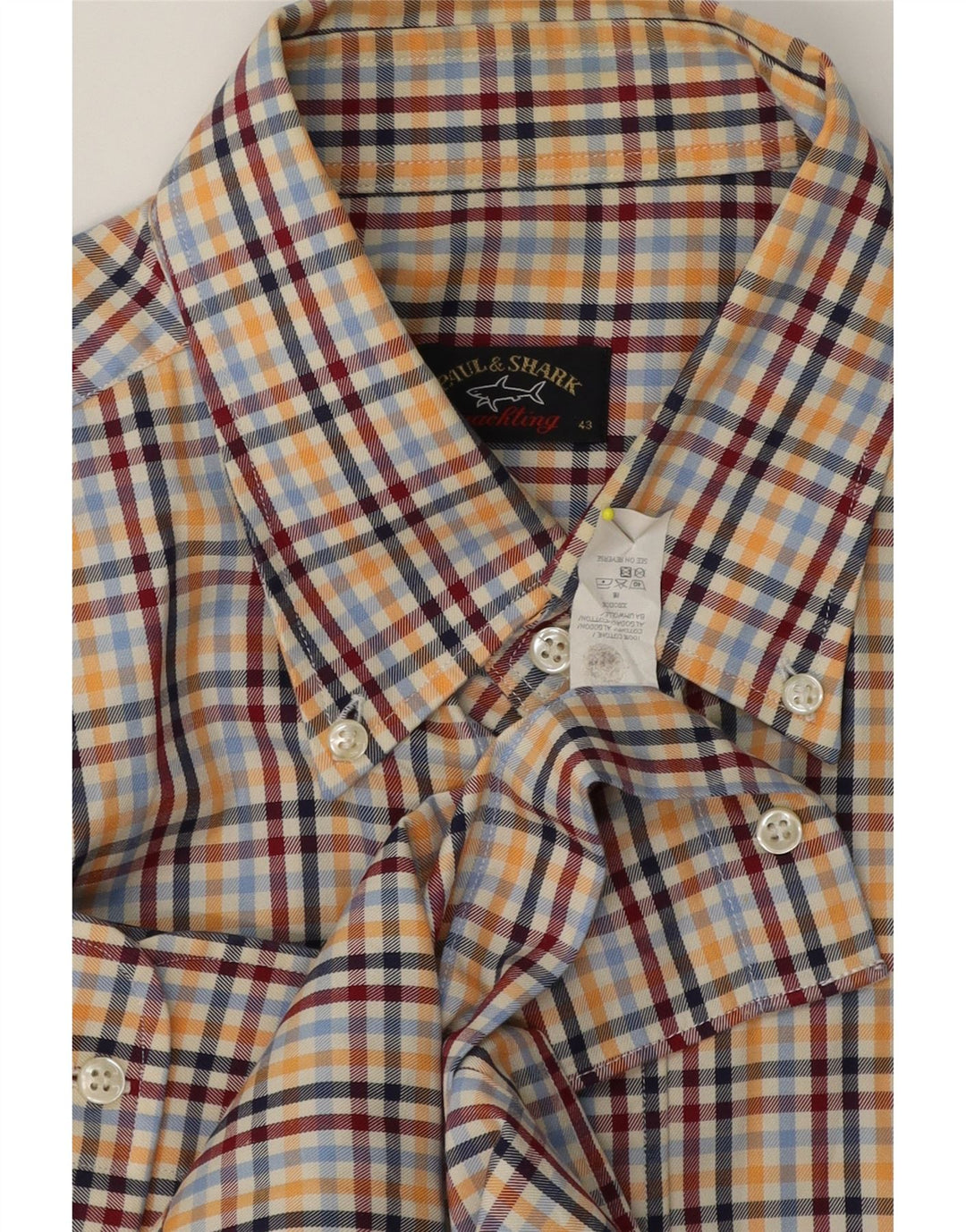 Paul & Shark Herre flannelskjorte str. 43 XL Flerfarvet ternet bomuld