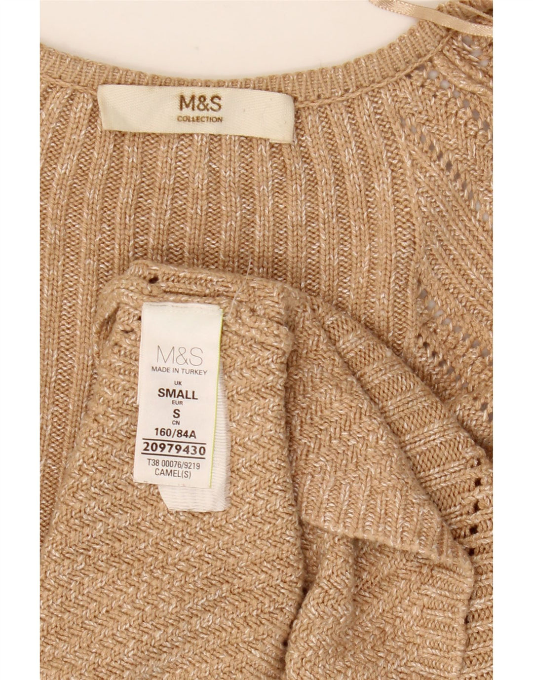 Marks & Spencer Dame Oversized Cardigan Sweater UK 10 Small Beige Flecked