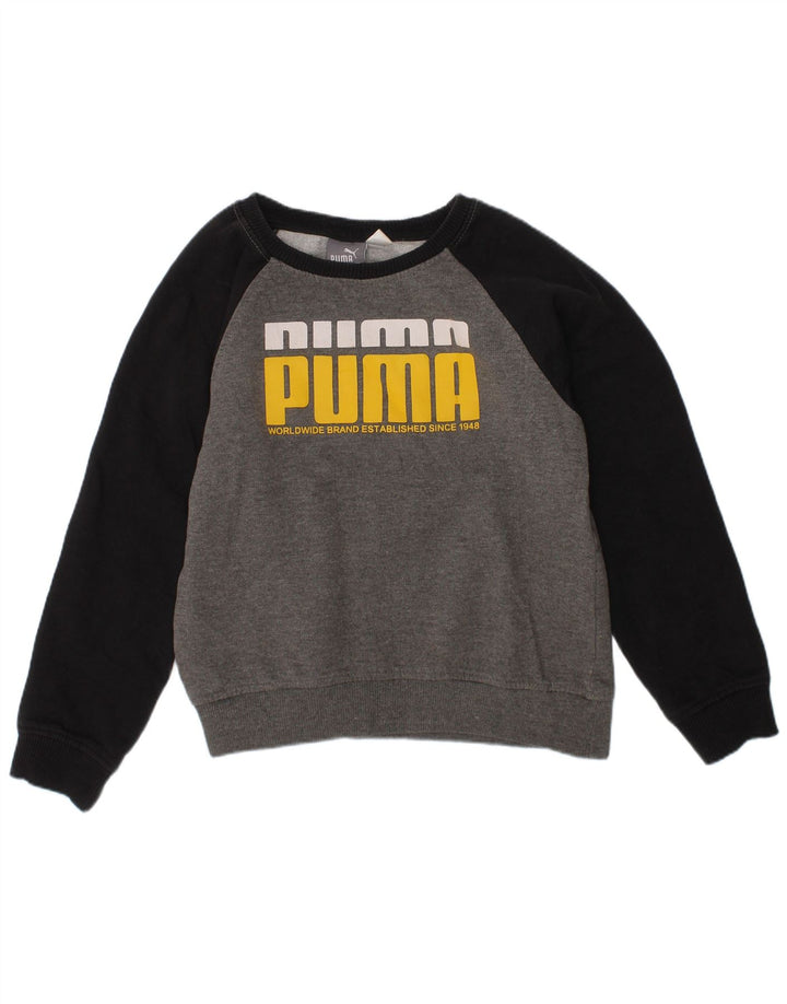 Puma Boys Graphic Sweatshirt Jumper 5-6 år Grå Bomuld