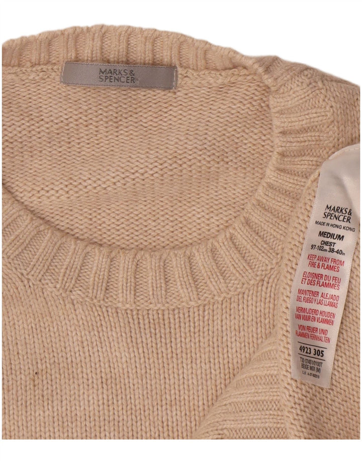 Marks & Spencer Herre sweater med rund hals, UK 38/40 Medium Beige Bomuld