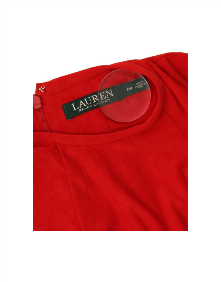 RALPH LAUREN Womens Long Sleeve A-Line Dress US 2 XS Red Polyester
