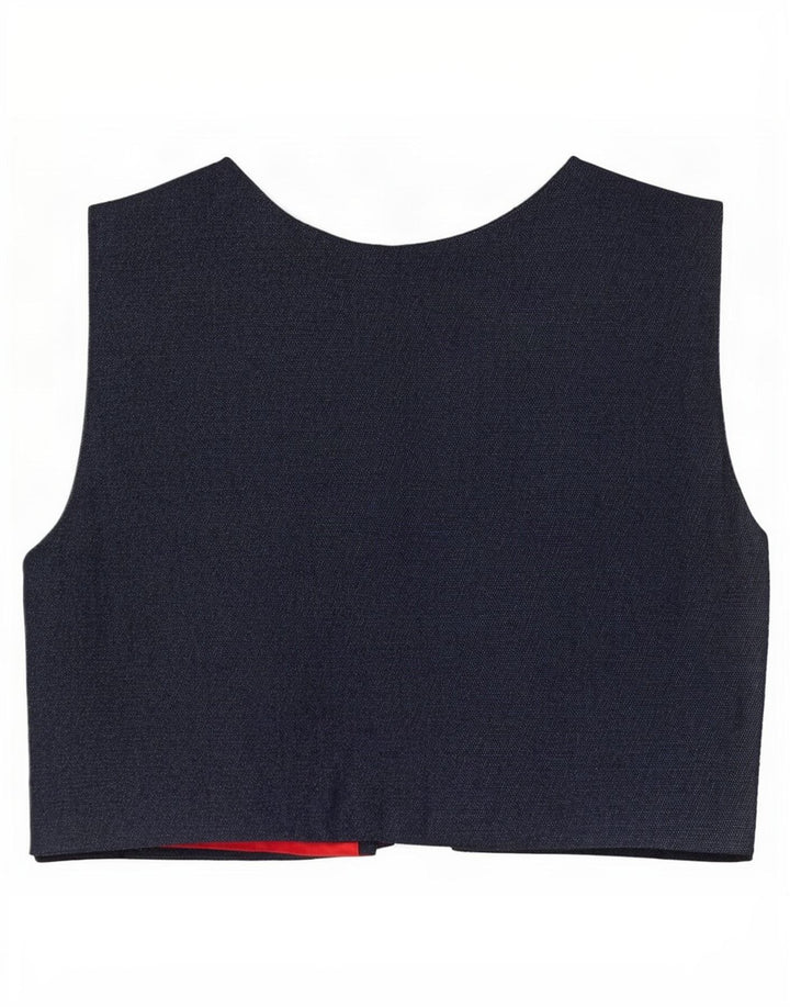 Vintage Dame Denim ÅBEN vest UK 10 Small Multicolored Patchwork