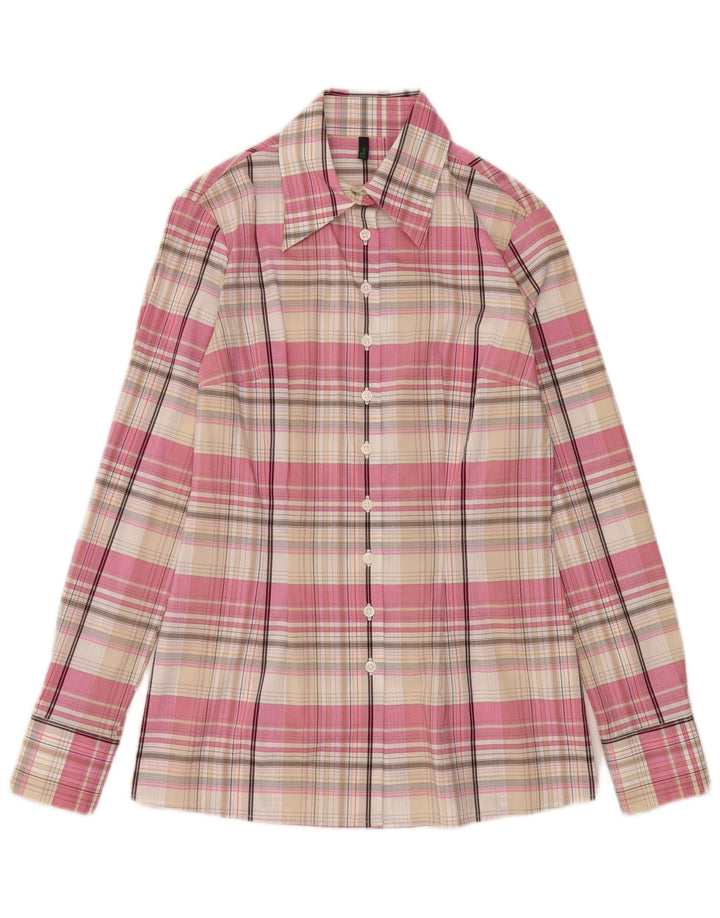 Benetton Dameskjorte UK 10 Lille Pink Plaid Bomuld