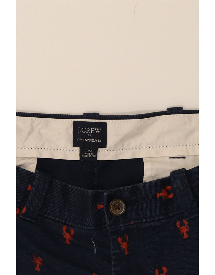 J. CREW Mens Abstract Pattern Chino Shorts W29 Small Navy Blue Cotton Vintage J. Crew and Second-Hand J. Crew from Messina Hembry 