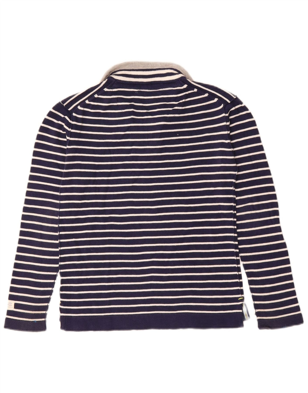 ZARA Boys Zip Neck Jumper Sweater 9-10 Years Navy Blue Striped