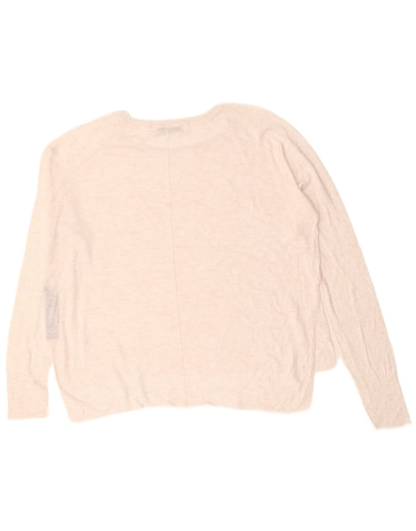 Zara Dame Oversized Crew Neck Jumper Sweater UK 16 Large White Viscose