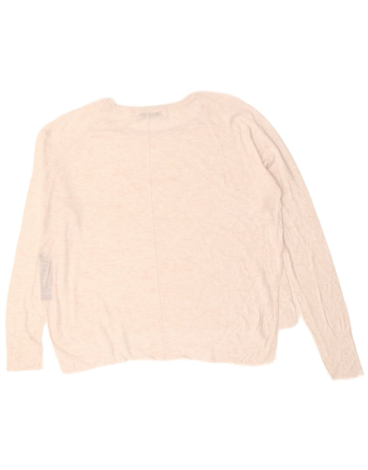 Zara Dame Oversized Crew Neck Jumper Sweater UK 16 Large White Viscose