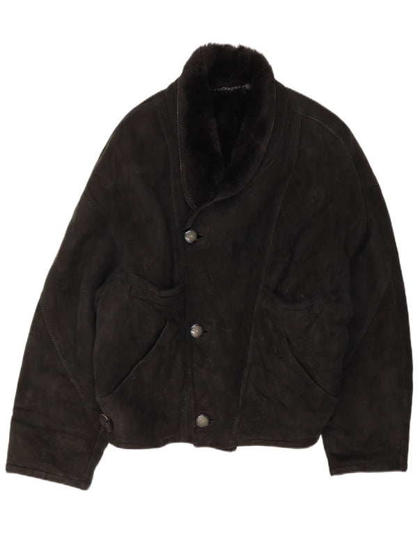 Vintage Herre Shearling Jacket IT 50 Large Black Shearling