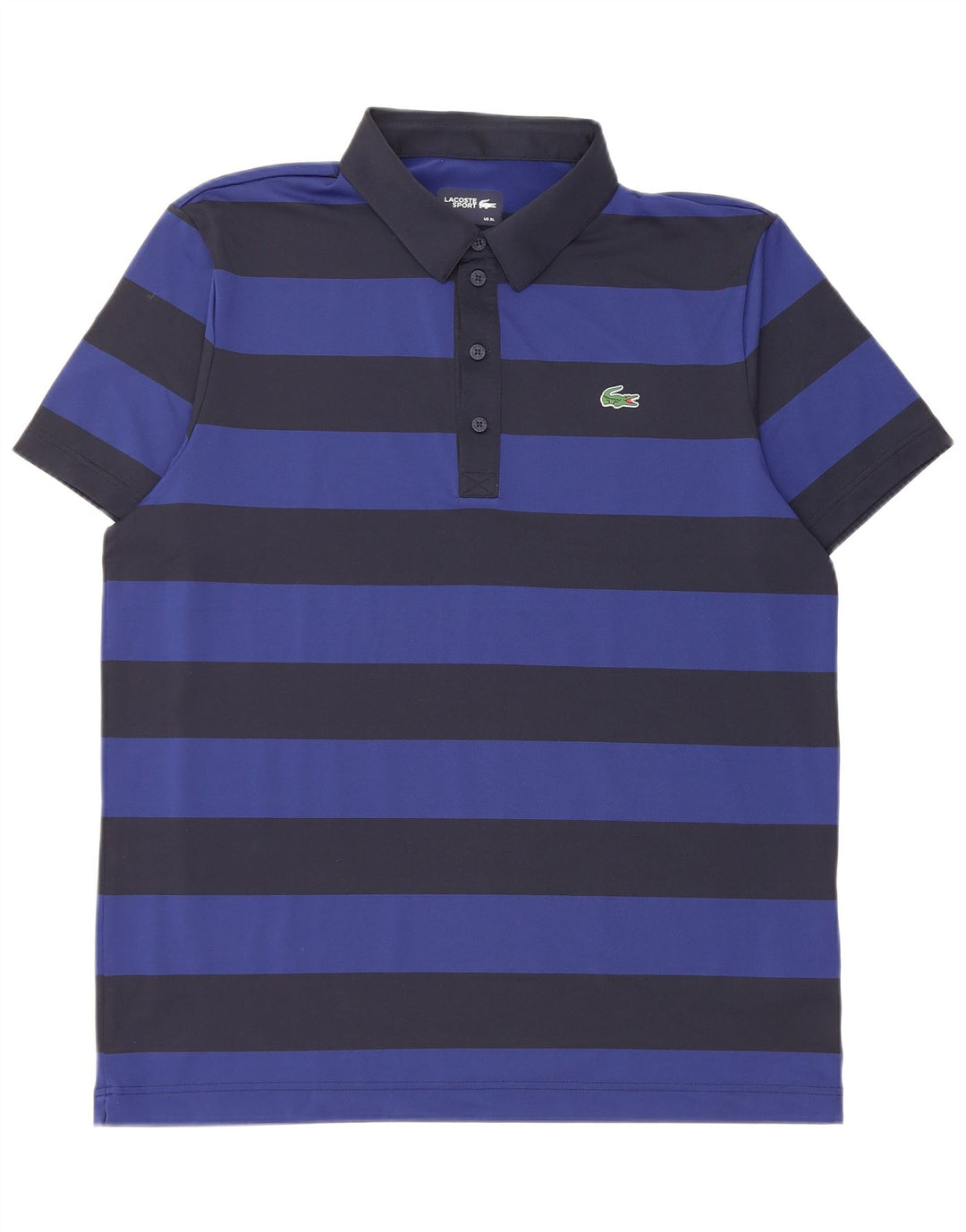 LACOSTE Poloshirt til mænd str. 6 XL Marineblå stribet polyester
