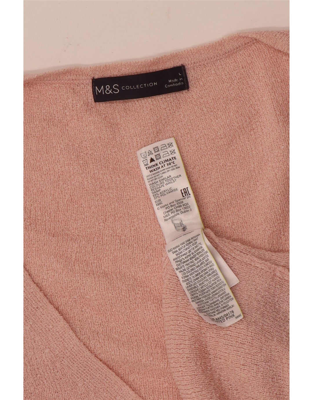 Marks & Spencer Dame Oversized Cardigan Sweater UK 16 Large Pink Acryl