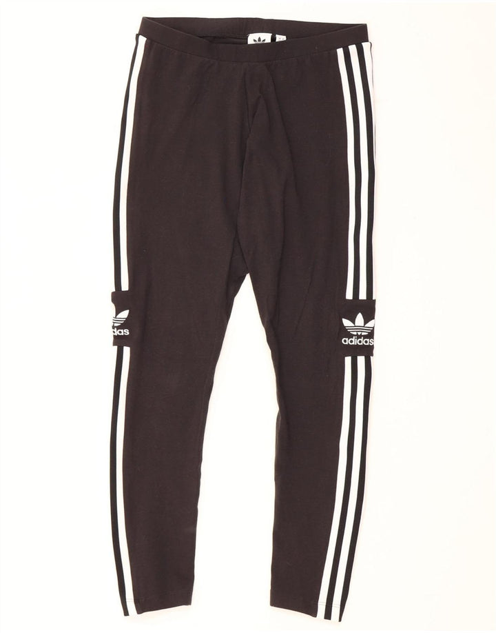 Adidas Dame Grafiske Leggings UK 12 Medium Sort Bomuld