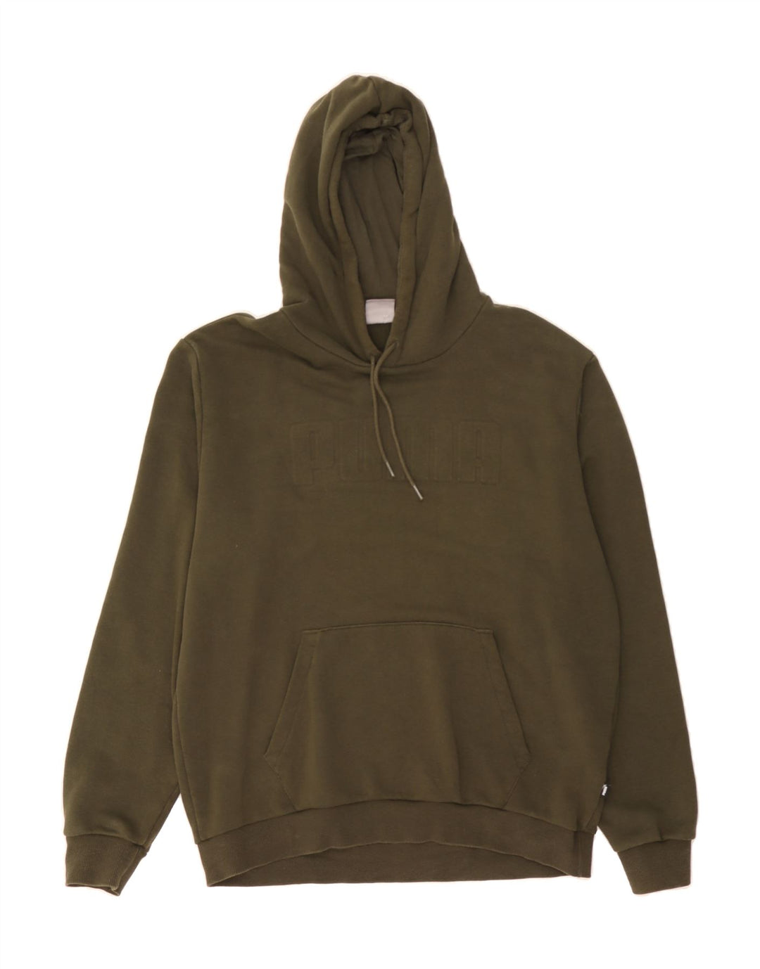 PUMA Mens Graphic Hoodie Jumper Large Khaki Cotton Vintage Puma and Second-Hand Puma from Messina Hembry 