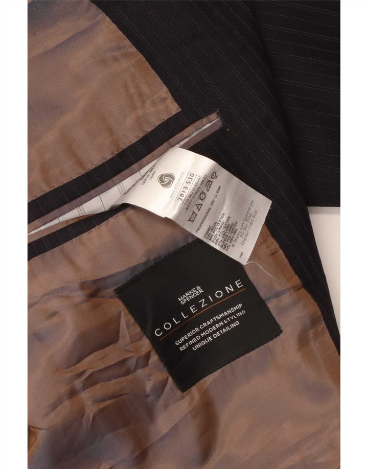 Marks & Spencer Herre 2-knaps blazerjakke UK 48 2XL Sort nålestribet uld