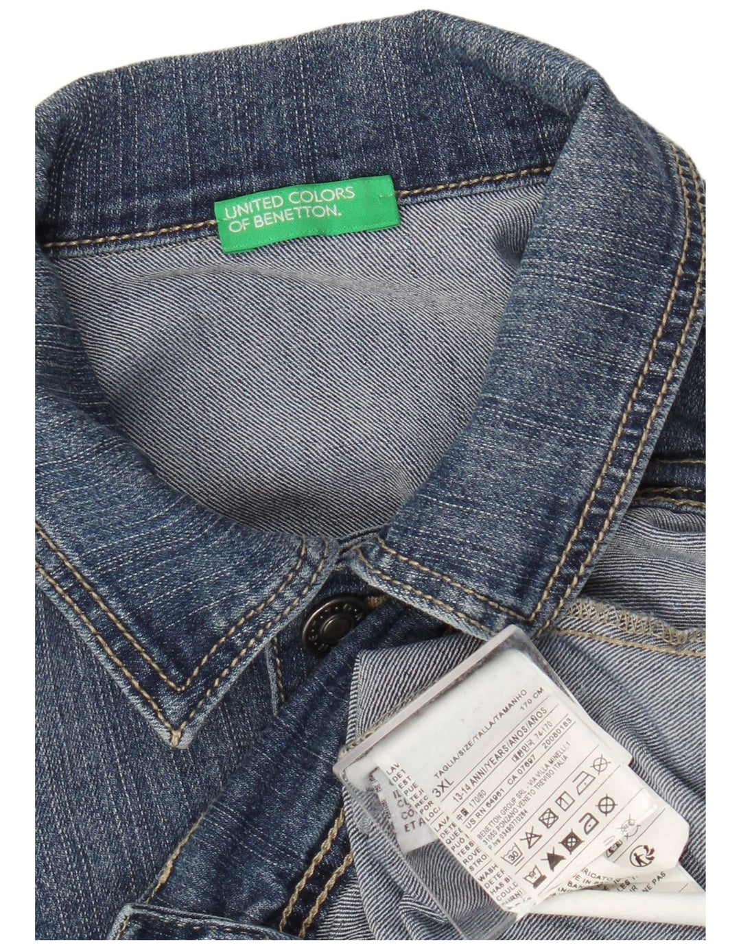 Benetton Boys Denimjakke 13-14 År 3XL Blå Bomuld
