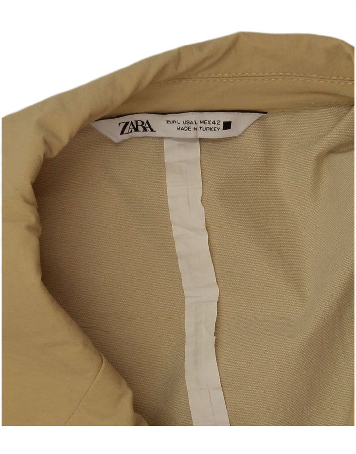 Zara Herre Dobbeltradet Frakke UK 40 Stor Beige Polyamid
