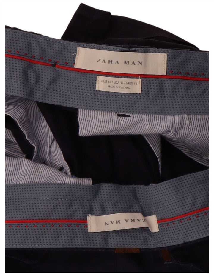 Zara Herre Chino Shorts EU 42 Large W32 Navy Blue