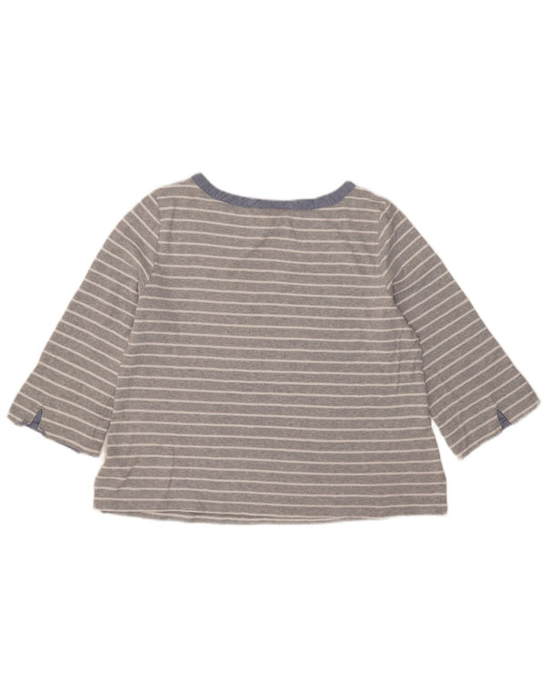 Nautica Womens Top 3/4 Sleeve UK 18 XL Grey Striped Cotton