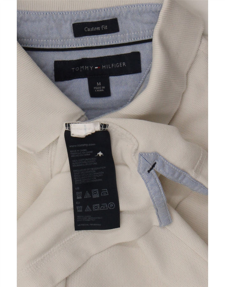 TOMMY HILFIGER Mens Custom Fit Polo Shirt Medium White Cotton Vintage Tommy Hilfiger and Second-Hand Tommy Hilfiger from Messina Hembry 