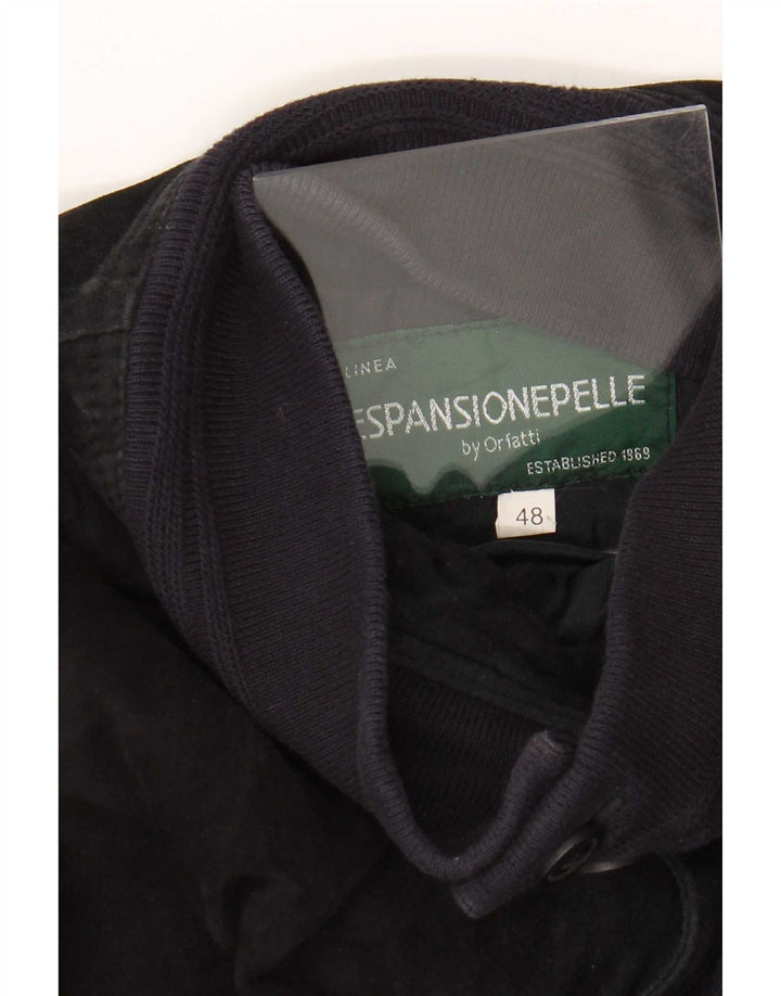 Orfatti Herre Ruskind Bomber Jacket IT 48 Medium Navy Blue Læder
