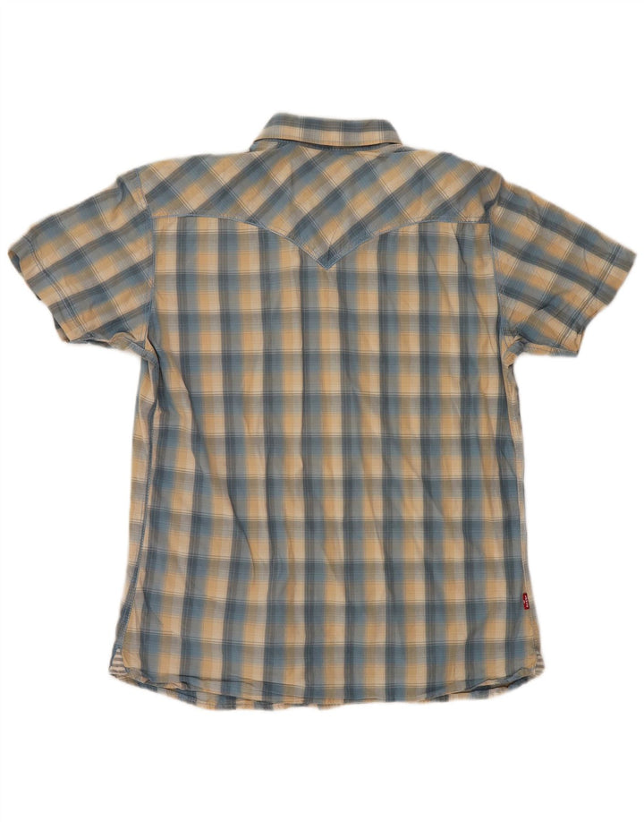 LEVI'S kortærmet herreskjorte Medium blå ternet bomuld