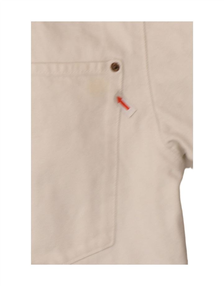 Zara Womens Crop Oversized denimjakke UK 6 XS Hvid Bomuld