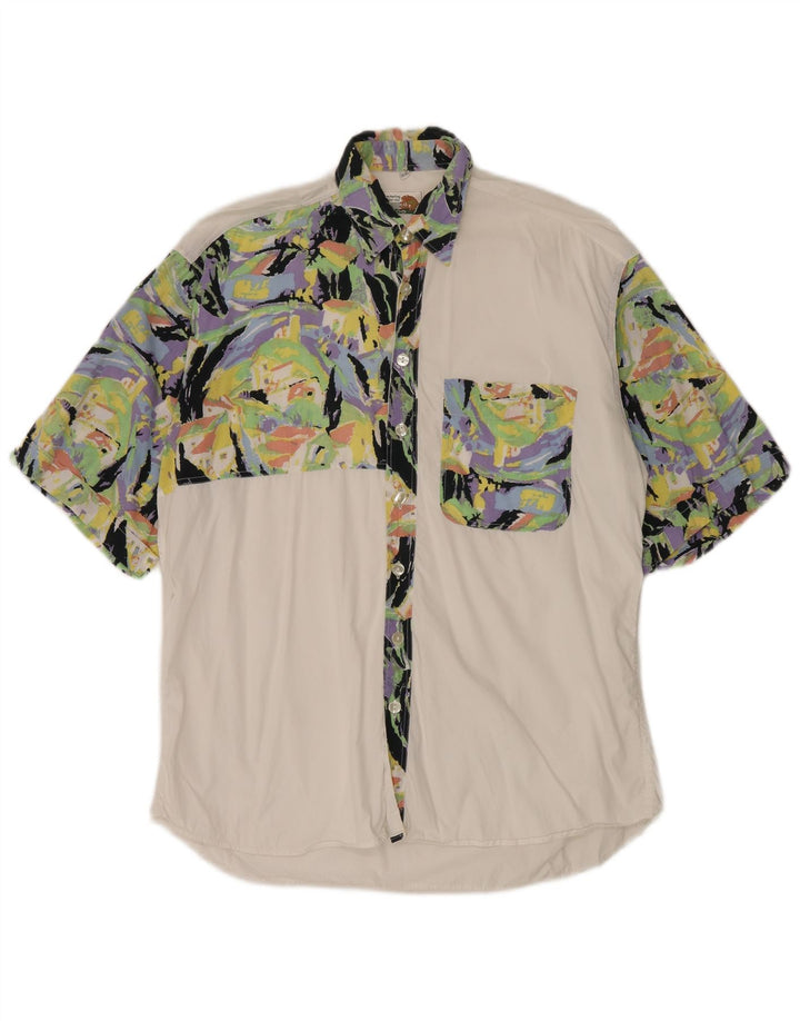 Le Frog Kortærmet herreskjorte Størrelse 39 40 Medium Hvid Colourblock
