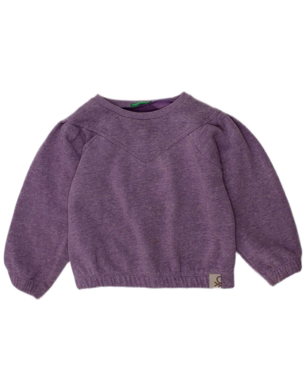 Benetton Girls Sweatshirt Jumper 2-3 år Lilla Flecked Polyester